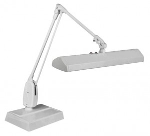 Dazor® 2 Tube Fluorescent Light Desk-Type Lamp - Gray, 110V with 33" Reach