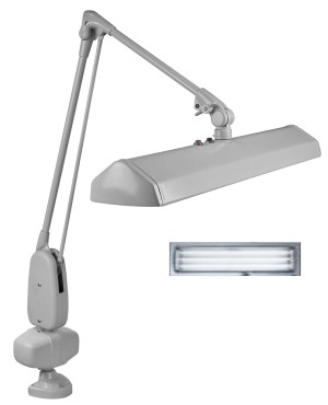 Dazor 3 Tube Fluorescent Light Clamp-Type Lamp - Gray, 110V with 43" Reach 