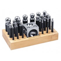 26-Piece Steel Dapping Doming Punch Block Set - 2.3 MM to 25 MM