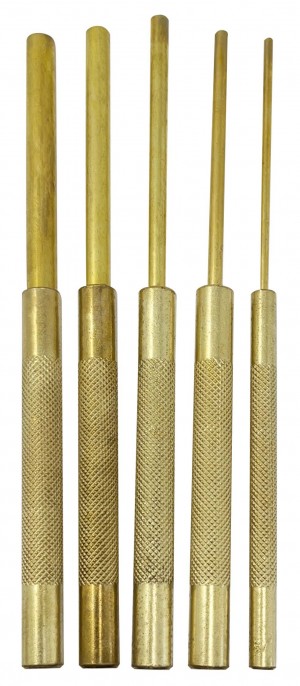 LONG DRIVE PIN PUNCH SET OF 5 PCS with length of 8" knurled handles and sizes from1/8" to 3/8"