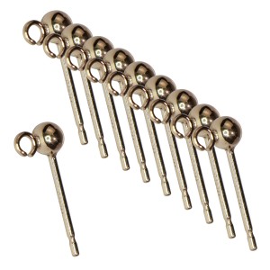 3 MM 14K Gold-Filled Ball Earring with Ring - 10 Pack