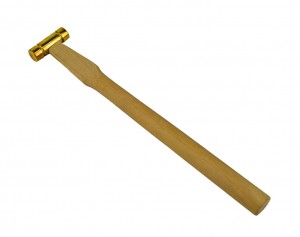 9" 2 oz Brass Hammer w/ Flat Head and Wooden Handle