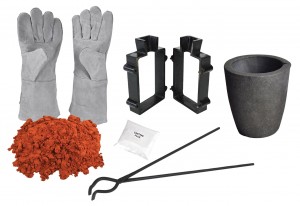 Sand Casting Set with 5 Lbs Petrobond, Safety Gloves, Tongs, Graphite Crucible, Mold Frames, Parting Powder, & Flux