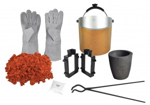 Sand Casting Set with 10 Lbs of Petrobond, Tongs, Graphite Crucible, Cast Iron Mold Flask Frame, Parting Powder, Flux, & Safety Gear