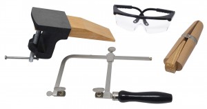 Jewelers Set with Bench Pin, Sawframe, Safety Glasses, & Ring Clamp