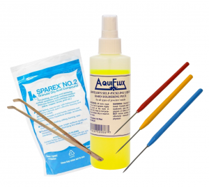 Complete Soldering and Finishing Kit with Aquiflux Flux, Sparex Acid Compound, Tweezers, and Titanium Picks