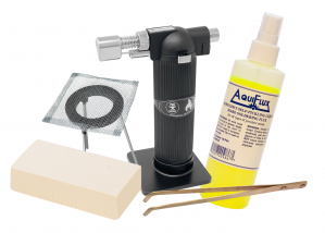 Advanced Soldering and Jewelry-Making Kit with Aquiflux Flux, Non-Asbestos Magnesia Block, Torch, Tweezers, and Heating Tripod