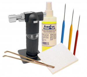 Advanced Soldering and Jewelry-Making Kit with Aquiflux Flux, Solderite Board, Torch, Titanium Picks, and Tweezers