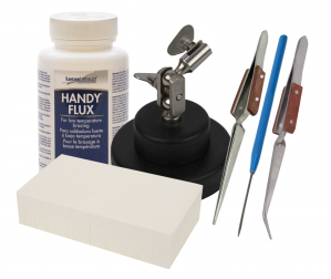 Soldering Essentials Kit: Third Hand Base, Flux Paste, Tweezers, Magnesia Block, and Titanium Soldering Pick